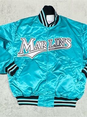 Rare Vintage 90’s Florida Marlins Sarin Starter Jacket Size Large Teal USA